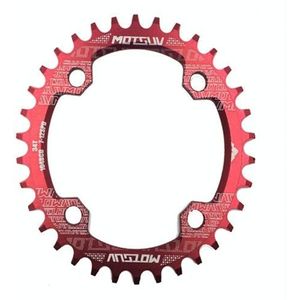 MOTSUV ronde smalle brede Chainring MTB fiets 104BCD tand plaat onderdelen elliptische plaat 36T (rood)