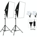 2 STKS PULUZ 50X70CM Studio Softbox + 1.6 M Statief Montage + 4 x E27 20 W 5700K White Licht LED Gloeilamp Fotografie Verlichtingsset (EU-stekker)