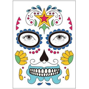 18 stks Waterdicht en zweetbewijs van de Dode Maskerade Partij Tijdelijke Stickers Halloween Face Tattoo Stickers (SY-B127)