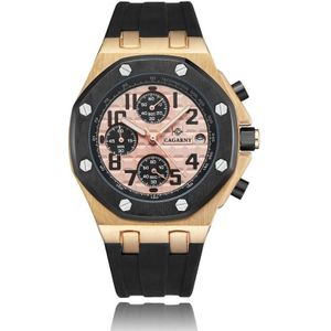 Cagarny 6867 Six Nedle Multifunctioneel Quartz Sports Watch voor mannen (Rose Gold + Gold)