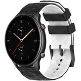 Voor Amazfit GTR 2e 22 mm voetbaltextuur tweekleurige siliconen horlogeband (zwart + wit)