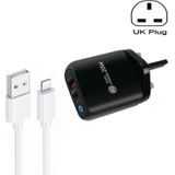 PD04 Type-C + USB-oplader voor mobiele telefoons met USB naar 8-pins kabel  UK-stekker