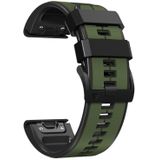 Voor Garmin Fenix 7 Verticale Strepen Tweekleurige siliconen horlogeband (legergroen zwart)