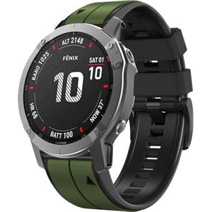 Voor Garmin Fenix 7 Verticale Strepen Tweekleurige siliconen horlogeband (legergroen zwart)