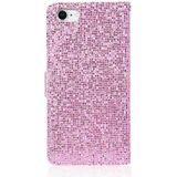 For iPhone 8 / 7 Glitter Powder Horizontal Flip Leather Case with Card Slots & Holder & Lanyard(Pink)