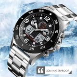 SKMEI 1538 Multi-function Time Large Dial Steel Belt Men Casual Sports Electronic Watch (Zwart-Siliconen Riem)