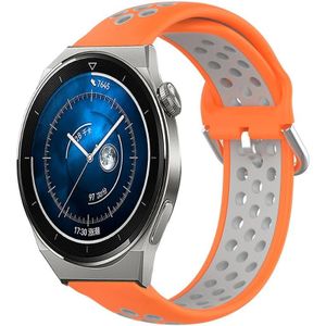 Voor Huawei Watch GT3 Pro 46 mm 22 mm geperforeerde ademende sport siliconen horlogeband (oranje + grijs)
