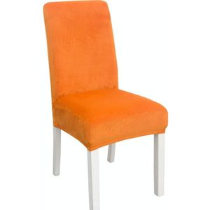 2 stks Simple Soft High Elastic Thicking Fluwelen Semi-interieurstoel Cover Hotel Chair Cover (Oranje)