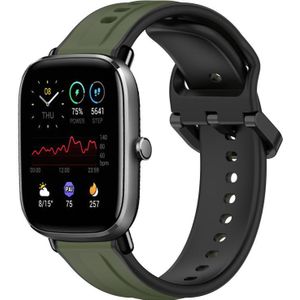 Voor Amazfit GTS 4 Mini 20 mm bolle lus tweekleurige siliconen horlogeband (donkergroen + zwart)