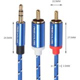 REXLIS 3610 3.5mm Male naar dubbele RCA vergulde Plug Blue katoen  gevlochten audiokabel voor RCA Input Interface actieve luidspreker  lengte: 3m