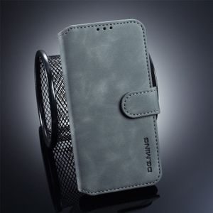 Dg. MING retro olie kant horizontale flip case voor Galaxy S10 E  met houder & card slots & portemonnee (grijs)