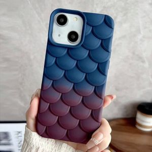 Voor iPhone 13 Gradint Zeemeermin Schaal Huidgevoel Telefoonhoesje (Bruin Donkerblauw)