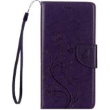 Voor Sony Xperia XA Ultra Bloemens Embossing horizontaal Flip lederen hoesje met houder & opbergruimte voor pinpassen & portemonnee & Lanyard(paars)