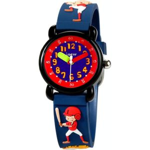 JNEW A335-86131 Children Cartoon 3D Baseball Boy Silicone Strap Waterproof Quartz Watch(Blue)