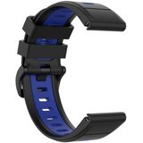 Voor Garmin Fenix 6X Siliconen Two-color Strap(Zwart Blauw)