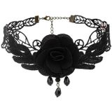 Fringe Kant Gothic Lolita Vintage Ketting  Stijl: 1532 Zwart