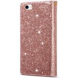 Voor iPhone SE 2020 / 8 / 7 Multi-card Slots Starry Sky Laser Carving Glitter Zipper Horizontale Flip Lederen Case met Holder & Wallet & Lanyard(Rose Gold)