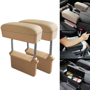 2 PCS Universal Car PU Leder verpakt armsteun Box Cushion Armsteun Box Mat met opbergdoos (Beige)