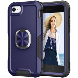 3 in 1 PC + TPU Phone Case with Ring Holder For iPhone SE 2020 / 8 / 7(Navy Blue)