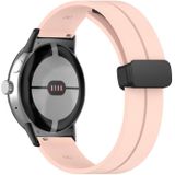 Voor Google Pixel Watch effen kleur vouwgesp siliconen horlogeband (zwart roze)