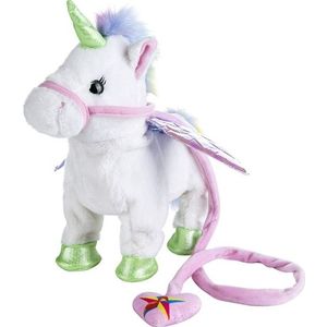 Kinderen zingen en wandelen Unicorn elektronische pluche poppen speelgoed  maat: 35 x 30 x 10cm(white)