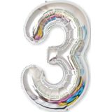2 stuks 40 inch aluminium folie nummer ballonnen verjaardag bruiloft verlovingsfeest decor Kids bal Supplies (3-zilver)