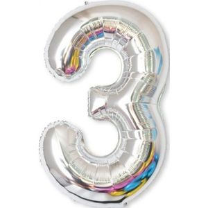 2 stuks 40 inch aluminium folie nummer ballonnen verjaardag bruiloft verlovingsfeest decor Kids bal Supplies (3-zilver)