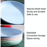 8 inch Tarwe Stro Circulaire Home Groente Schotel Draagbare Outdoor Plastic Anti-Fall Fruit Ontbijtbord (Beige)