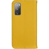 Voor Samsung Galaxy S20 FE Litchi Texture Horizontale Flip Lederen case met Holder & Card Slots(Geel)