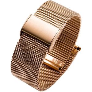 22mm 304 Stainless Steel Single Buckle Replacement Strap Watchband(Rose Gold)