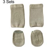 3 sets zomer kinderen knie pads baby vloer sokken baby antislip kruipen sport bescherming pak s 0-1 jaar oud (licht leger groen)