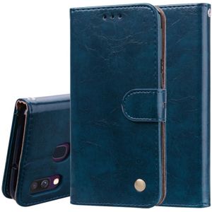 Business stijl olie Wax textuur horizontale Flip lederen case voor Galaxy A40  met houder & kaartsleuven & portemonnee (blauw)