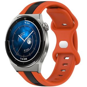 Voor Huawei Watch GT3 Pro 46 mm 20 mm vlindergesp tweekleurige siliconen horlogeband (oranje + zwart)