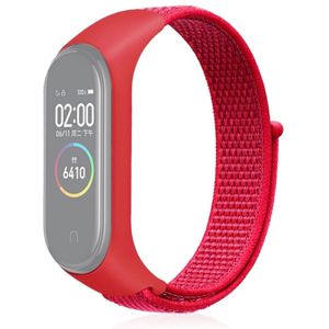 Slimme horloge nylon geweven polsband horloge band voor Xiaomi mi band 3/4 (rood)