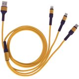 Micro USB/8 pin/type-C naar USB High Speed Weave oplaadkabel (geel)