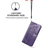 Butterfly Love bloemen relif horizontale Flip lederen case voor Huawei P30  met houder & kaartsleuven & portemonnee & Lanyard (donker paars)