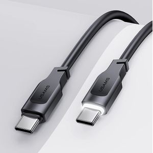 USAMS US-SJ567 Type-C/USB-C naar Type-C/USB-C PD 100W Snelle Charing-gegevenskabel met licht  lengte: 1 2 m