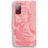 Voor Samsung Galaxy S20 FE / S20 FE 5G / S20 Lite Tiger Embossing Pattern Horizontale Flip Lederen Case met Holder & Card Slots & Wallet(Pink)