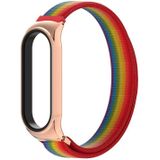 For Xiaomi Mi Band 6 / 5 / 4 / 3 Mijobs CS Lightweight Breathable Nylon Replacement Watchband(Rainbow Rose gold)