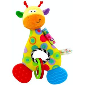 Happy Monkey H168077-4 Baby bijtring Rattle Pluche Toy Pasgeboren kalmerende pop (O-type tanden lijm - Giraffe)