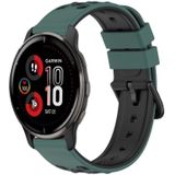 Voor Garmin Venu 2 Plus 20 mm tweekleurige poreuze siliconen horlogeband (olijfgroen + zwart)