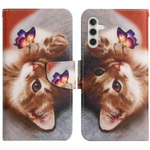 Voor Samsung Galaxy A13 5G geschilderd patroon horizontale flip lederen telefoonhoesje (Butterfly Cat)