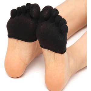 Vrouwen Onzichtbare Non-slip Toe Socks Five Finger Socks (Black Full Toe)