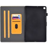 Voor Galaxy Tab A 10.1 (2019) T510 Embossing Naaidraad Horizontaal Geschilderde Platte leren behuizing met Pen Cover & Anti Skid Strip & Card Slot & Holder(Khaki)