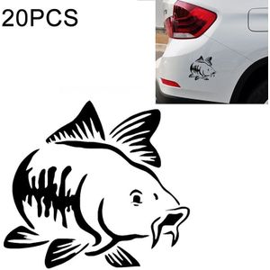 20 stuks karper vis vormvenster auto sticker reflecterende auto styling decoratie (zwart)