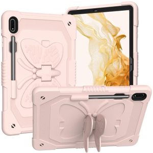Voor Samsung Galaxy Tab S8+ / S7+ Butterfly Kickstand Heavy Duty Hard Rugged Tablet Case(Rose Pink)