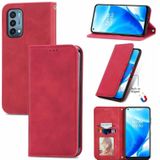 For OnePlus Nord N200 5G Retro Skin Feel Business Magnetic Horizontal Flip Leather Case with Holder & Card Slots & Wallet & Photo Frame(Red)