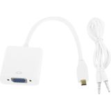 Full HD 1080P Micro HDMI mannetje naar VGA vrouwtje Video Adapter Kabel met Audio Kabel  Lengte: 22cm wit