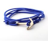 Aluminium legering anker charme gelaagde lederen vriendschap Bracelets(Blue)