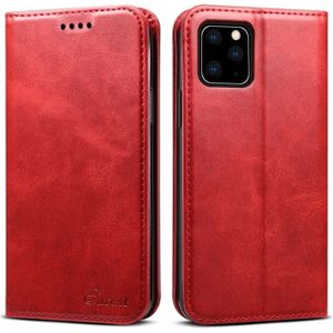 Suteni kalf textuur horizontale Flip lederen draagtas met houder & kaartsleuven & portemonnee voor iPhone 11 (rood)